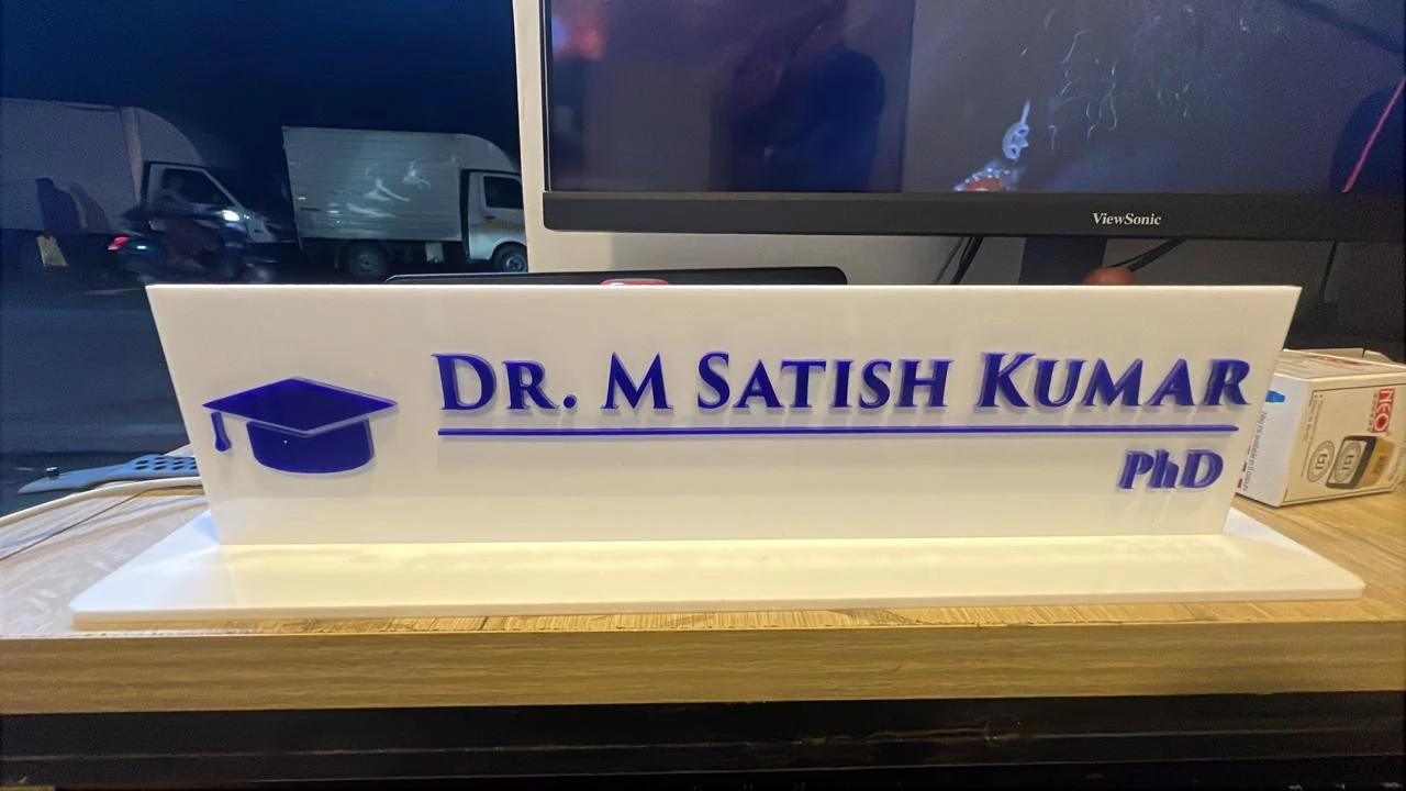 2D Acrylic Table Name Plate — Name Plates by Universal Enterprises